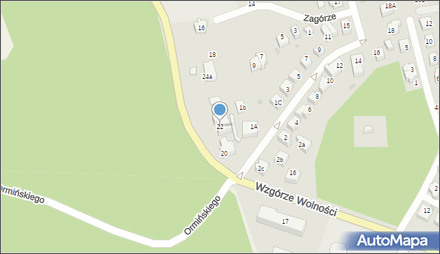 Kartuzy, Wzgórze Wolności, 22, mapa Kartuzy