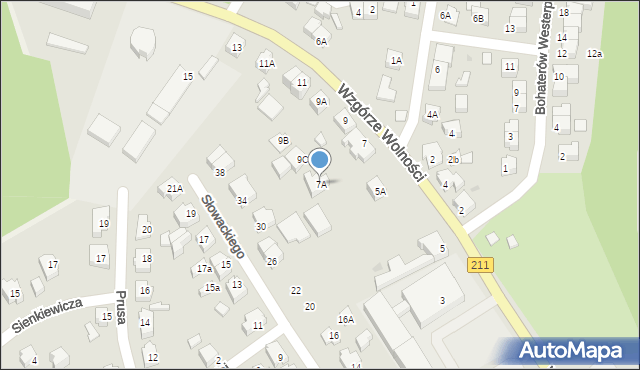 Kartuzy, Wzgórze Wolności, 7A, mapa Kartuzy