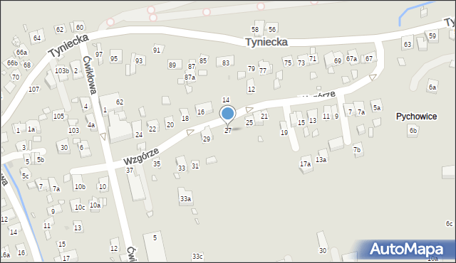 Kraków, Wzgórze, 27, mapa Krakowa