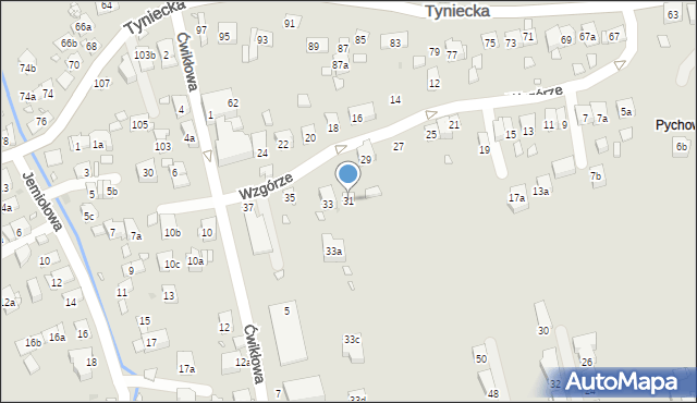 Kraków, Wzgórze, 31, mapa Krakowa