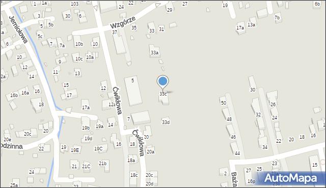 Kraków, Wzgórze, 33c, mapa Krakowa
