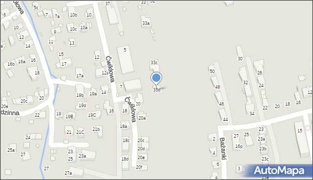 Kraków, Wzgórze, 33d, mapa Krakowa