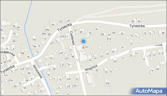 Kraków, Wzgórze, 62, mapa Krakowa