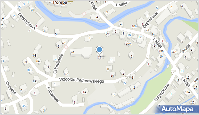 Szklarska Poręba, Wzgórze Paderewskiego Ignacego Jana, 12, mapa Szklarska Poręba