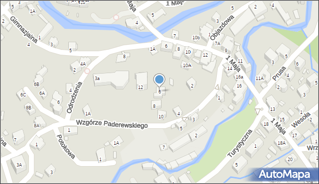 Szklarska Poręba, Wzgórze Paderewskiego Ignacego Jana, 6, mapa Szklarska Poręba