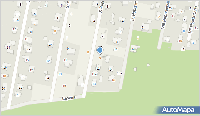 Hornówek, X Poprzeczna, 9, mapa Hornówek
