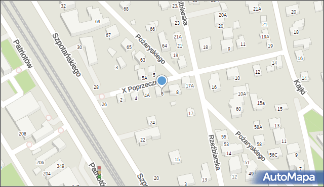 Warszawa, X Poprzeczna, 6, mapa Warszawy