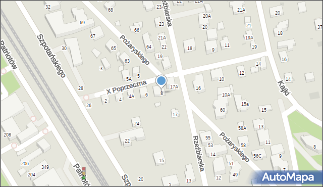 Warszawa, X Poprzeczna, 8, mapa Warszawy