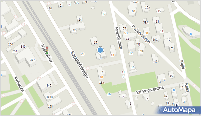 Warszawa, XI Poprzeczna, 3, mapa Warszawy