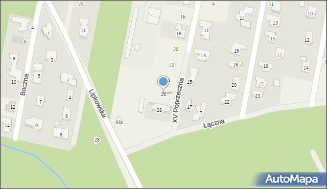 Hornówek, XV Poprzeczna, 26, mapa Hornówek