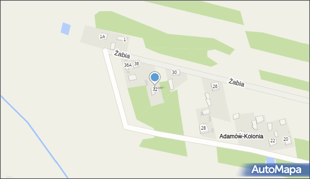 Adamów, Żabia, 32, mapa Adamów