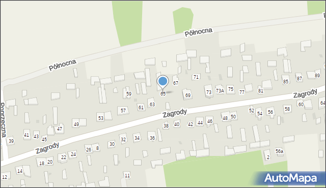 Baranów, Zagrody, 65, mapa Baranów