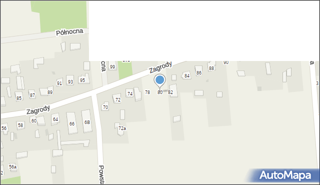 Baranów, Zagrody, 80, mapa Baranów