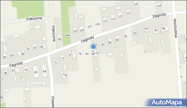 Baranów, Zagrody, 82, mapa Baranów