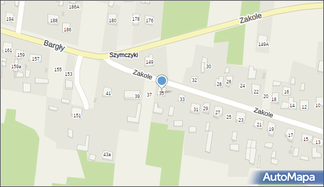 Bargły, Zakole, 35, mapa Bargły