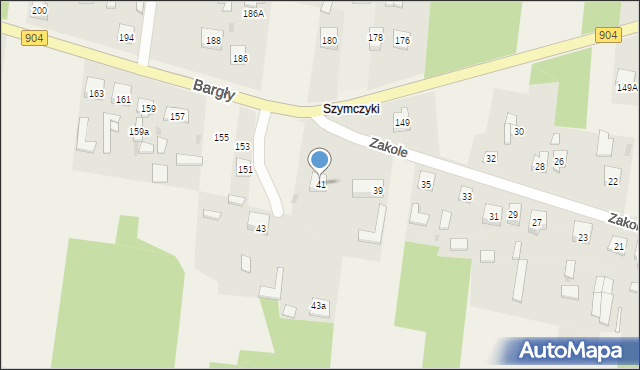 Bargły, Zakole, 41, mapa Bargły