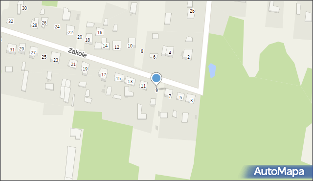 Bargły, Zakole, 9, mapa Bargły