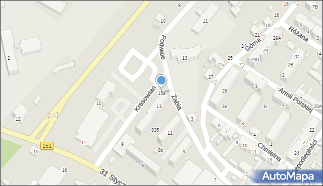 Barlinek, Żabia, 13a, mapa Barlinek