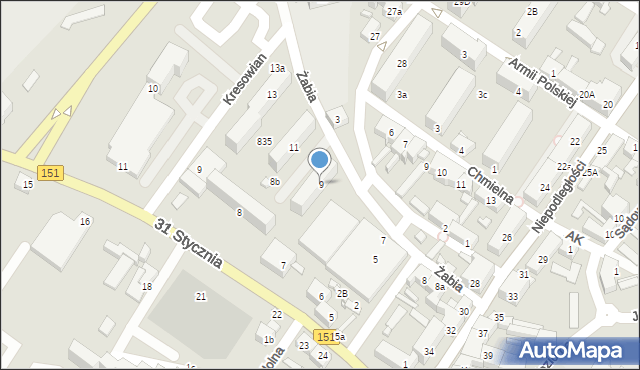 Barlinek, Żabia, 9, mapa Barlinek