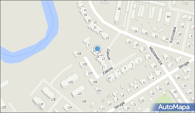 Bartoszyce, Zakole, 14, mapa Bartoszyce