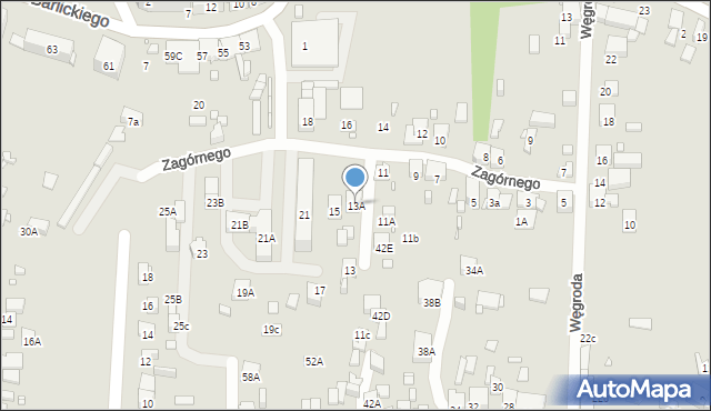 Będzin, Zagórnego Bolesława, mjr., 13A, mapa Będzin