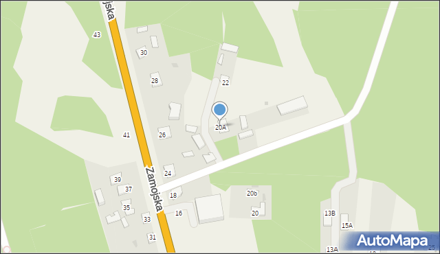 Bełżec, Zamojska, 20A, mapa Bełżec