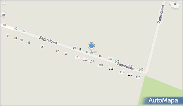 Biała Podlaska, Zagrodowa, 92, mapa Białej Podlaskiej