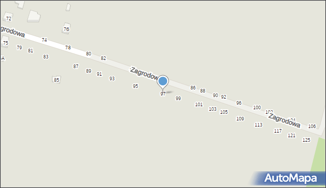 Biała Podlaska, Zagrodowa, 97, mapa Białej Podlaskiej