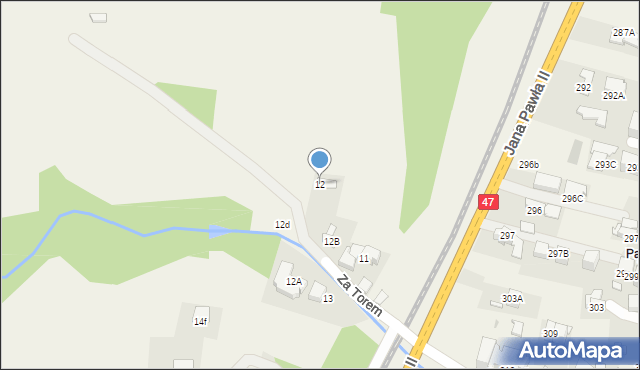 Biały Dunajec, Za Torem, 12, mapa Biały Dunajec