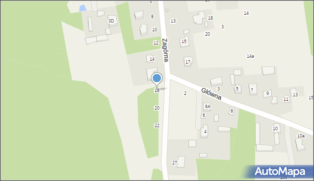Biały Ług, Zagórna, 18, mapa Biały Ług