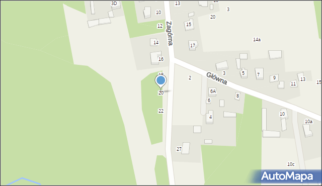 Biały Ług, Zagórna, 20, mapa Biały Ług