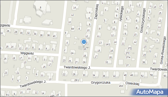 Białystok, Zapolskiej Gabrieli, 16a, mapa Białegostoku