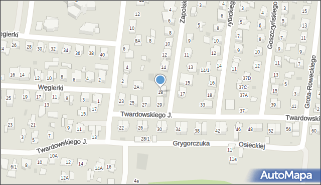 Białystok, Zapolskiej Gabrieli, 18, mapa Białegostoku