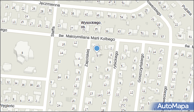 Białystok, Zapolskiej Gabrieli, 3, mapa Białegostoku