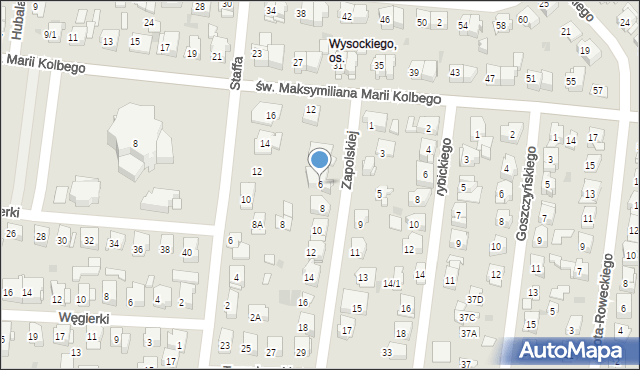 Białystok, Zapolskiej Gabrieli, 6, mapa Białegostoku