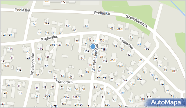 Białystok, Zaułek Łęczycki, 17, mapa Białegostoku