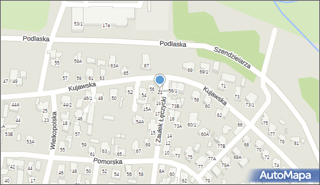 Białystok, Zaułek Łęczycki, 21, mapa Białegostoku