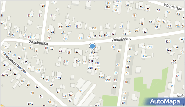 Białystok, Zaściańska, 24C, mapa Białegostoku