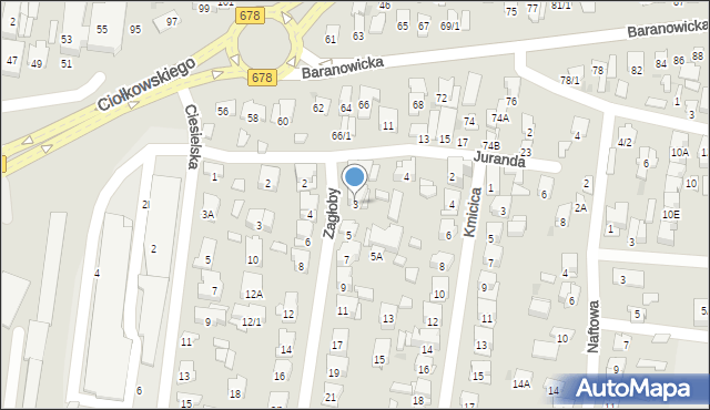 Białystok, Zagłoby Jana Onufrego, 3, mapa Białegostoku
