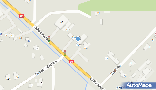 Białystok, Zabłudowska, 71A, mapa Białegostoku