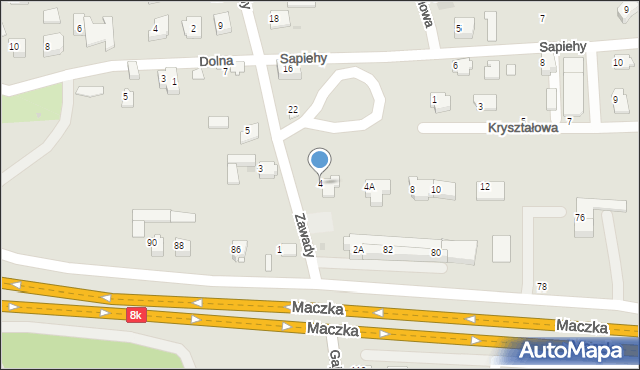 Białystok, Zawady, 4, mapa Białegostoku