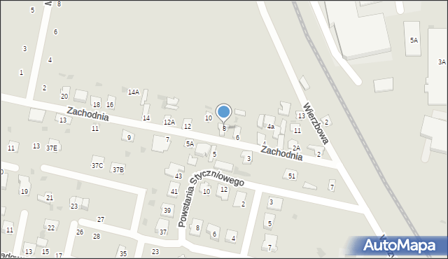 Bielsk Podlaski, Zachodnia, 8, mapa Bielsk Podlaski