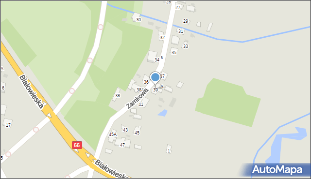 Bielsk Podlaski, Zamkowa, 39, mapa Bielsk Podlaski