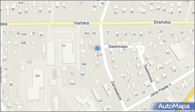 Bielsk Podlaski, Żarniewicza Władysława, 8, mapa Bielsk Podlaski