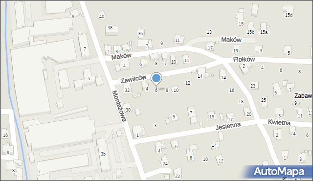 Bielsko-Biała, Zawilców, 6, mapa Bielsko-Białej