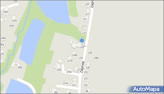 Bielsko-Biała, Zagrody, 111, mapa Bielsko-Białej