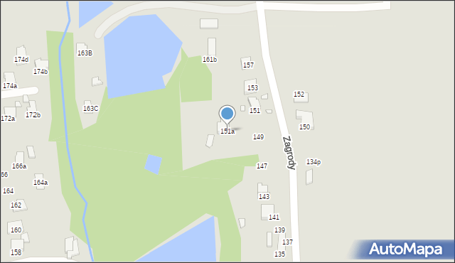 Bielsko-Biała, Zagrody, 151a, mapa Bielsko-Białej