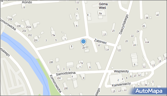 Bielsko-Biała, Żabiniec, 10, mapa Bielsko-Białej