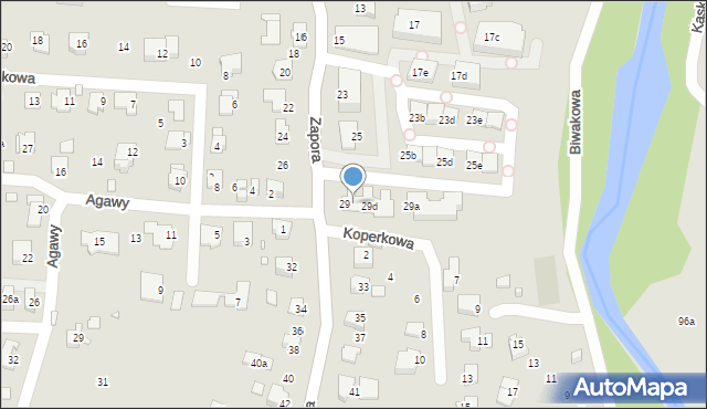 Bielsko-Biała, Zapora, 29b, mapa Bielsko-Białej