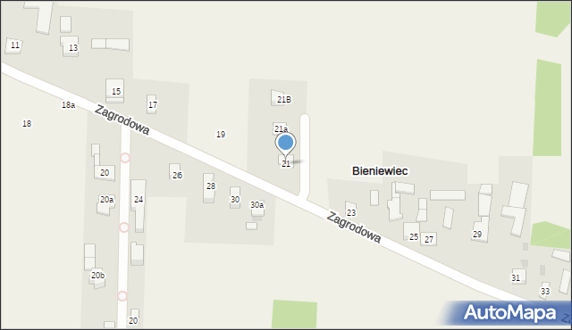 Bieniewiec, Zagrodowa, 21, mapa Bieniewiec